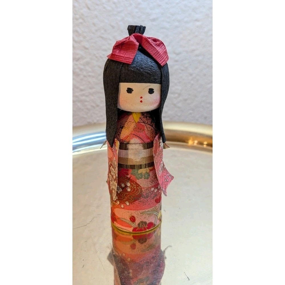 Vintage Washi Ningyo (Japanese paper doll) designed in the Kokeshi style